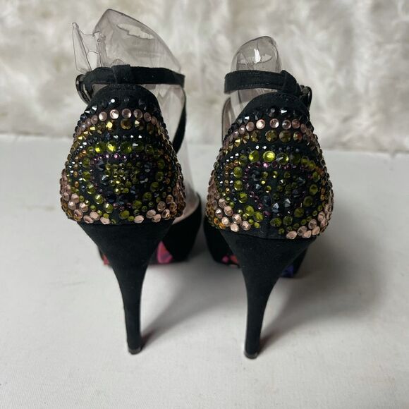 Betsey Johnson Betseyville Black suede heels SZ7.5 - Picture 4 of 9